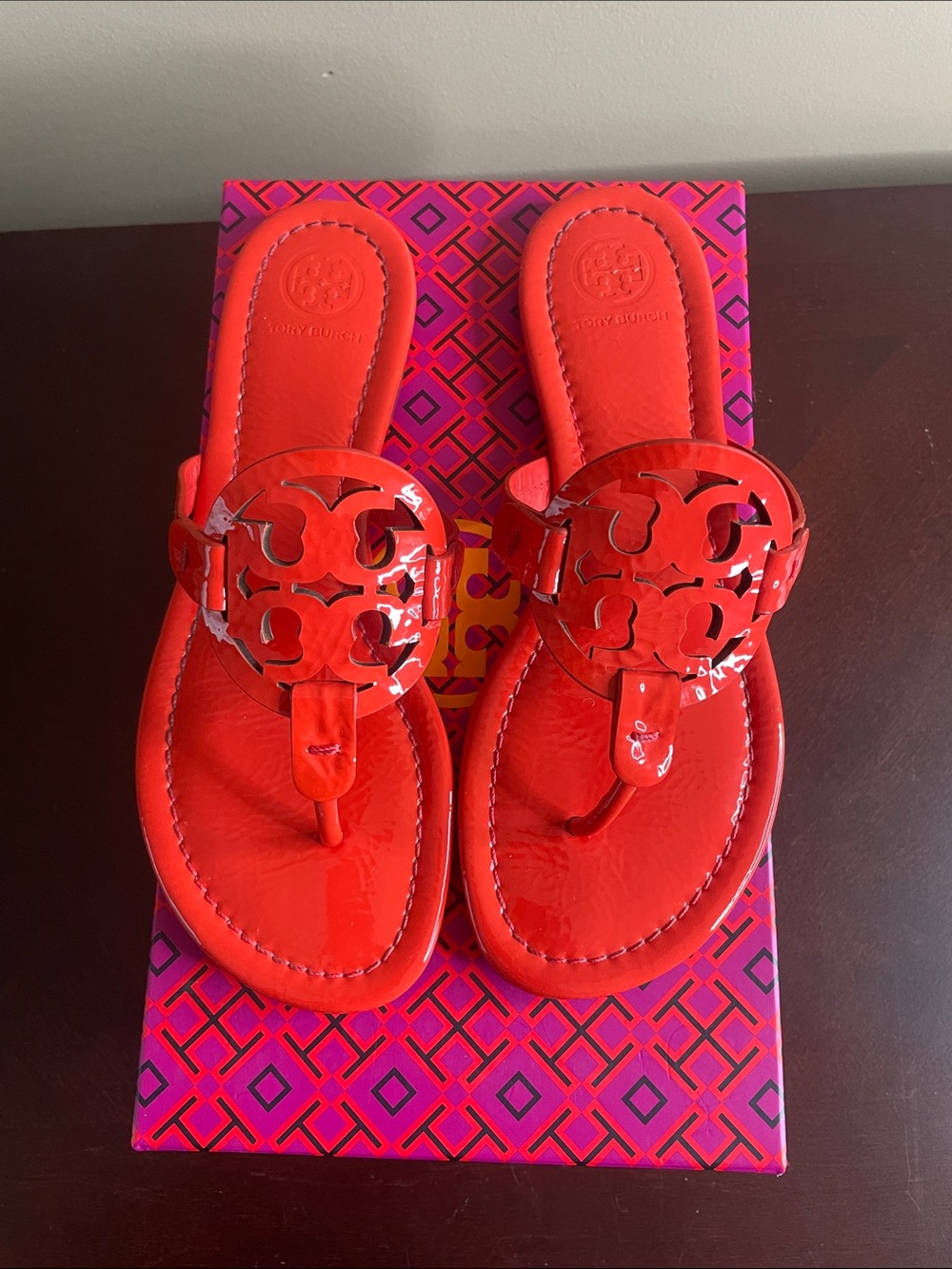 Tory Burch Miller Patent Leather Thong Sandals